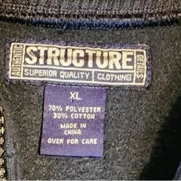 Y2K Structure 89 Embossed Half Zip Sweater Men's XL Navy Blue - Picture 4 of 8